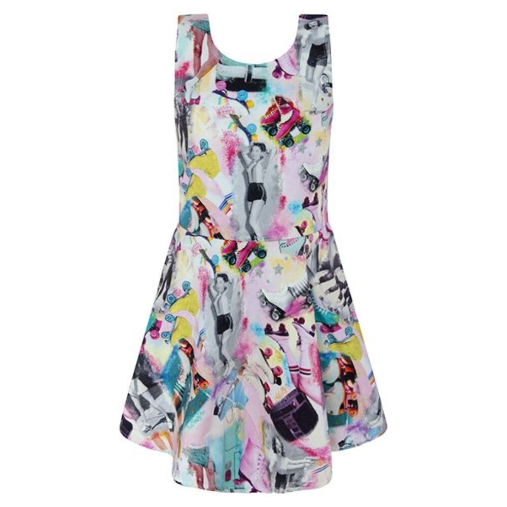 TucTuc - Retro Roller Skate Print Dress
